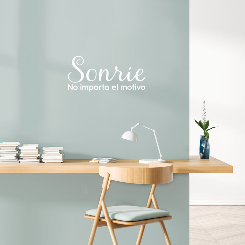 Vinyl Wall Art Decal - Sonrie; No Importa El Motivo / Smile; No Matter The Reason - 11.5" x 25" - Trendy Cute Inspiring Spanish Quote Sticker For Bedroom Closet Living Room Decor 3