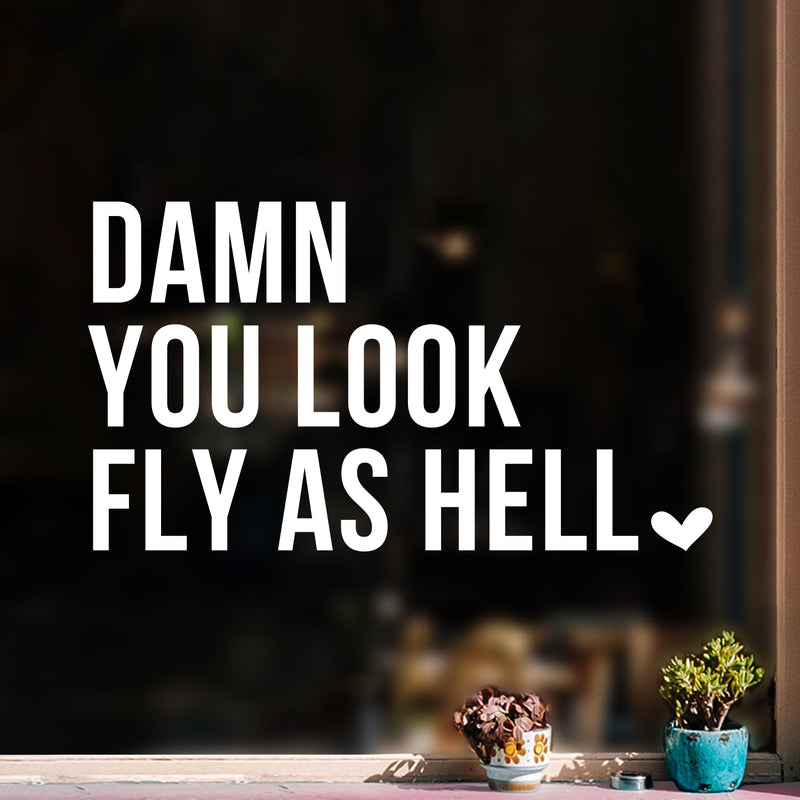 Vinyl Wall Art Decal - Damn You Look Fly As Hell - 17.5" x 16" - Modern Motivational Sarcasm Self Esteem Quote Sticker For Bedroom Closet Home Office Living Room Bathroom Decor 2