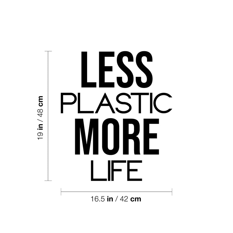 Vinyl Wall Art Decal - Less Plastic More Life - 19" x 16.5" - Trendy Motivating Recycling Quote Sticker For Home School Classroom Office Retail Store Shopfront Window Decor 4