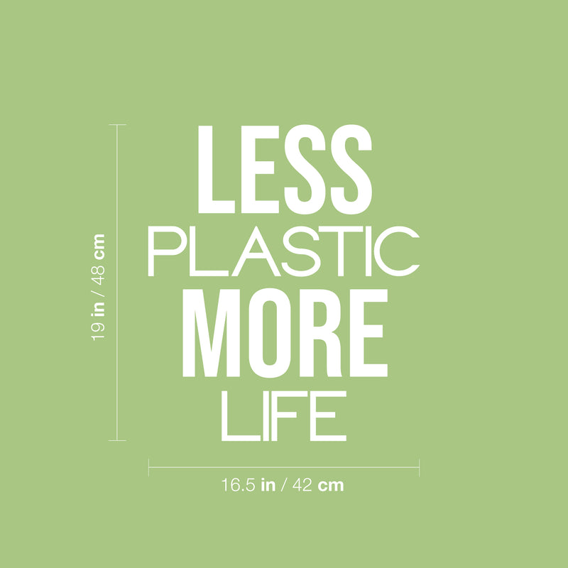 Vinyl Wall Art Decal - Less Plastic More Life - 19" x 16.5" - Trendy Motivating Recycling Quote Sticker For Home School Classroom Office Retail Store Shopfront Window Decor 4