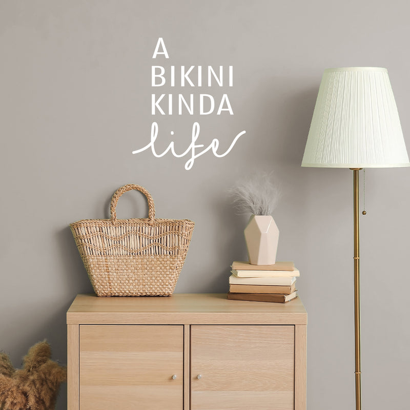 Vinyl Wall Art Decal - A Bikini Kinda Life - 14" x 12" - Cute Inspiring Cool Summer Vibes Quote Sticker For Home Bedroom Closet Living Room Bathroom Boutique Coffee Shop Decor 3