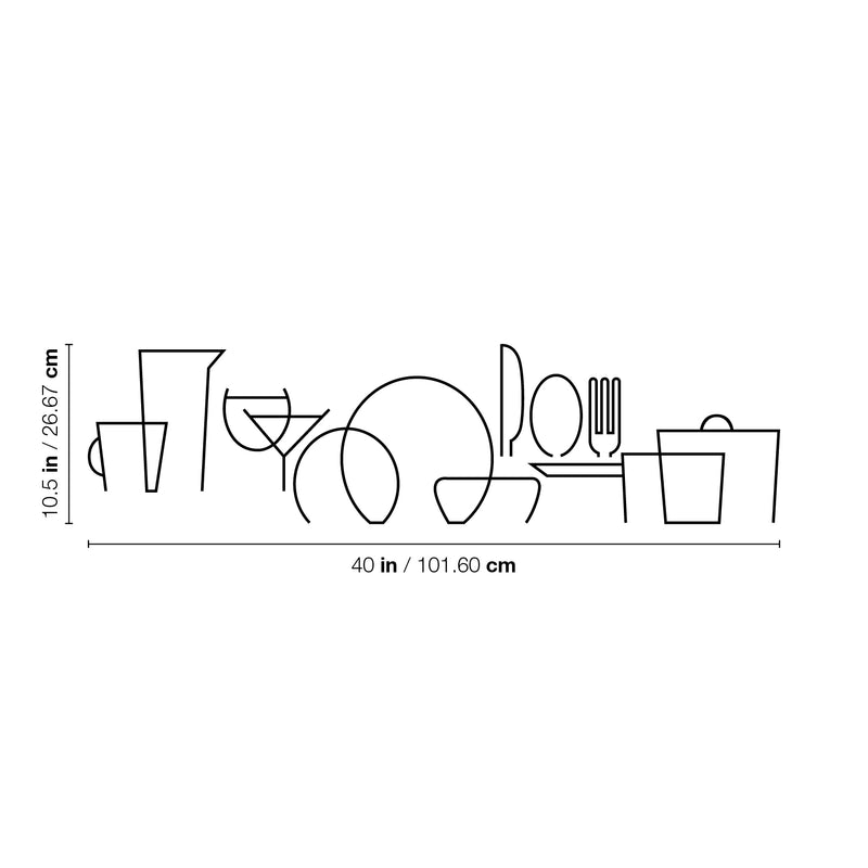 Vinyl Wall Art Decal - Abstract Kitchen Items - 10. Lines Design Trendy Geometric One Line Sticker For Home Kitchen Dining Room Restaurant Office Kitchenette Decor 4