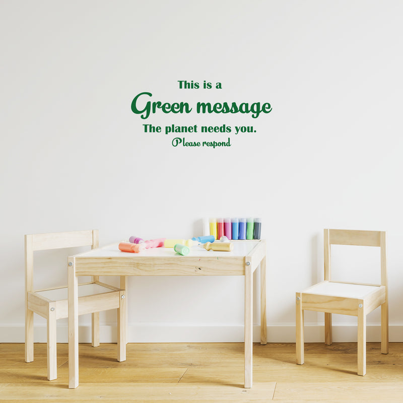 Vinyl Wall Art Decal - This Is A Green Message The Planet Needs You - Trendy Motivational Quote Sticker For Family Home School Classroom Work Office Living Room Decor 3