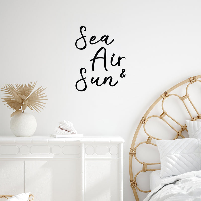 Vinyl Wall Art Decal - Sea; Air & Sun - Trendy Inspirational Positive Summer Quote Sticker For Home Office Bedroom Kids Room Living Room Store Decor 2