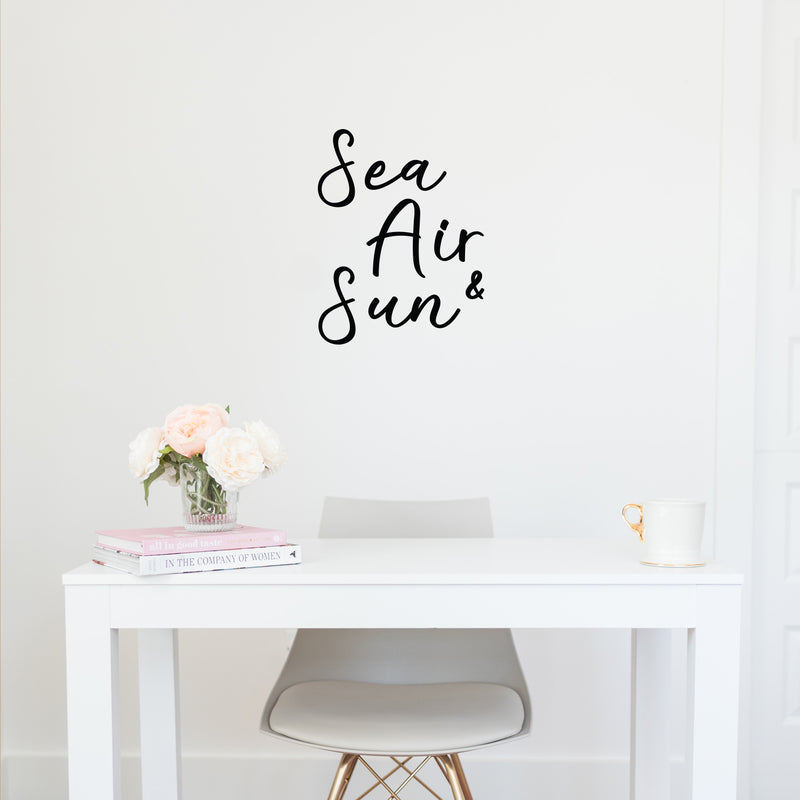 Vinyl Wall Art Decal - Sea; Air & Sun - 3" x 25" - Trendy Inspirational Mermaid Quote Sticker For Girls Room Woman Home Office Bedroom Living Room Store Decor 3