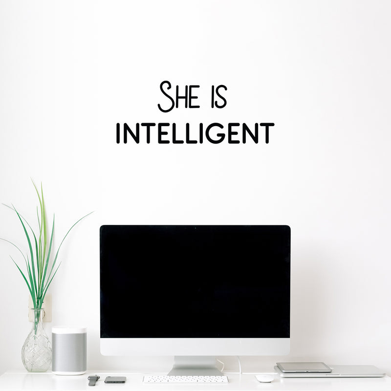 Vinyl Wall Art Decal - She Is Intelligent - 8" x 20" - Trendy Inspirational Quote Sticker For Woman Home School Work Office Girls Bedroom Living Room Decor 3