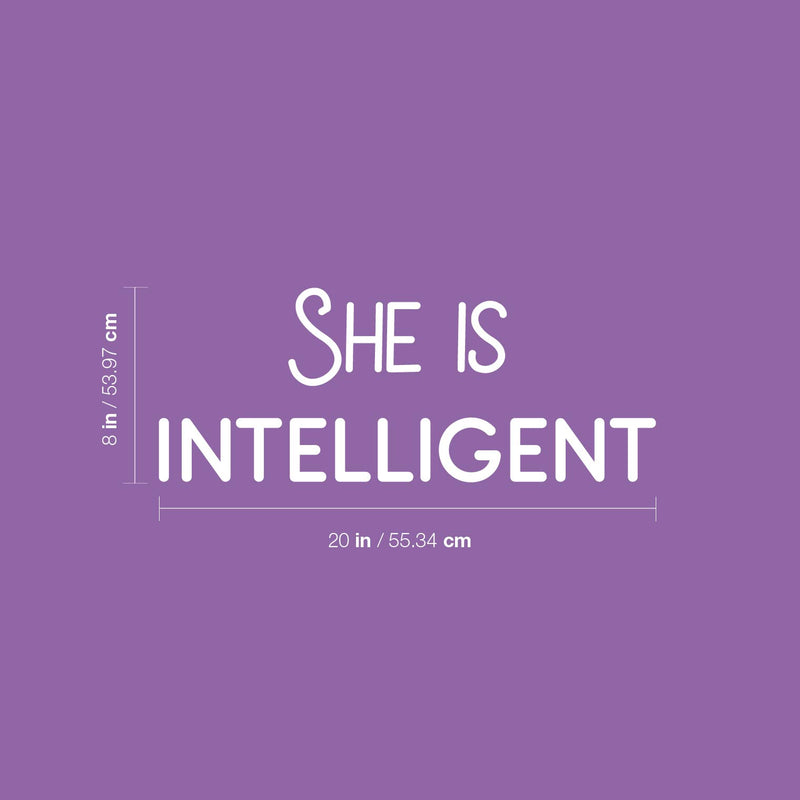 Vinyl Wall Art Decal - She Is Intelligent - 8" x 20" - Trendy Inspirational Quote Sticker For Woman Home School Work Office Girls Bedroom Living Room Decor 4