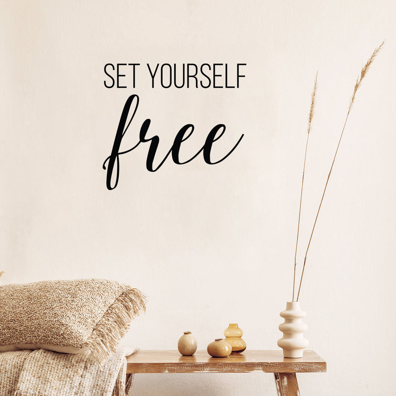 Vinyl Wall Art Decal - Set Yourself Free - 17" x 19" - Modern Inspirational Positive Self Love Quote Sticker For Home School Office Bedroom Closet Living Room Decor 3