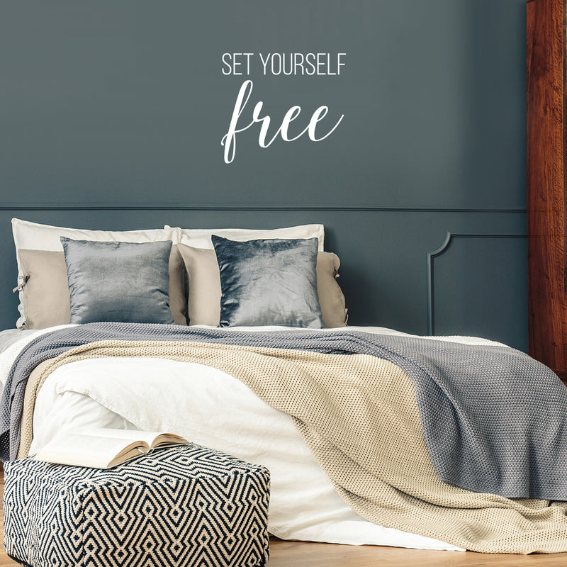 Vinyl Wall Art Decal - Set Yourself Free - 17" x 19" - Modern Inspirational Positive Self Love Quote Sticker For Home School Office Bedroom Closet Living Room Decor 3