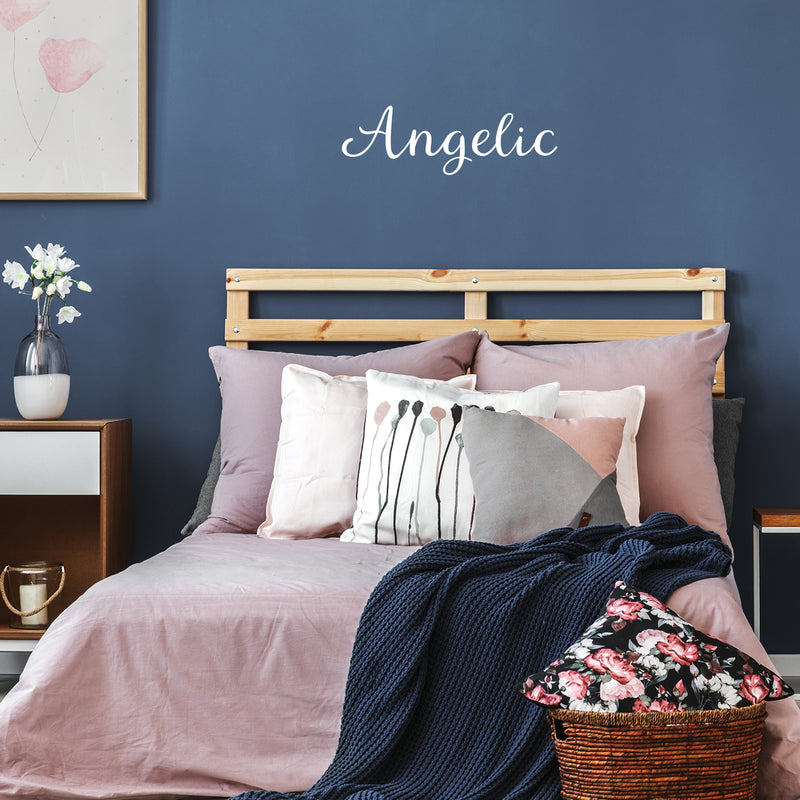 Vinyl Wall Art Decal - Angelic - 8" x 25" - Modern Inspirational Positive Cute Word Quote Sticker For Home School Office Bedroom Closet Kids Room Living Room Decor 2