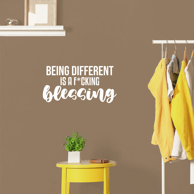 Vinyl Wall Art Decal - Being Different Is A F*cking Blessing - 12.5" x 25" - Positive Sarcastic Adult Joke Quote Sticker For Bedroom Office Coffee Shop School  Gym Fitness Decor 2