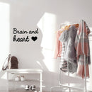 Vinyl Wall Art Decal - Brain And Heart ? - 13" x 25" - Trendy Motivational Cute Love Quote Sticker For Couples Home School Classroom Office Bedroom Kids Room Decor 3