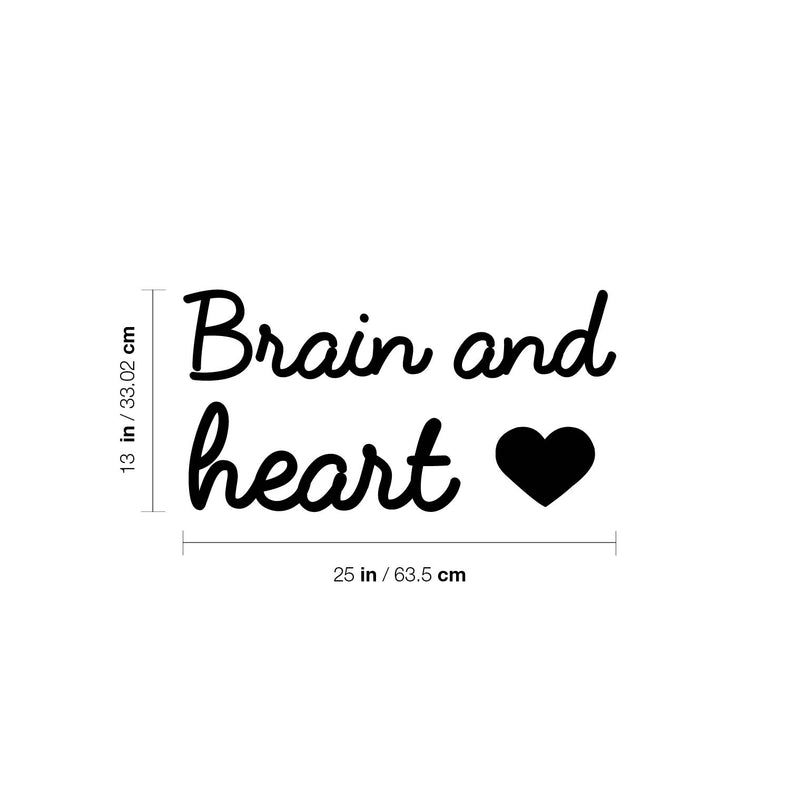 Vinyl Wall Art Decal - Brain And Heart ? - 13" x 25" - Trendy Motivational Cute Love Quote Sticker For Couples Home School Classroom Office Bedroom Kids Room Decor 4