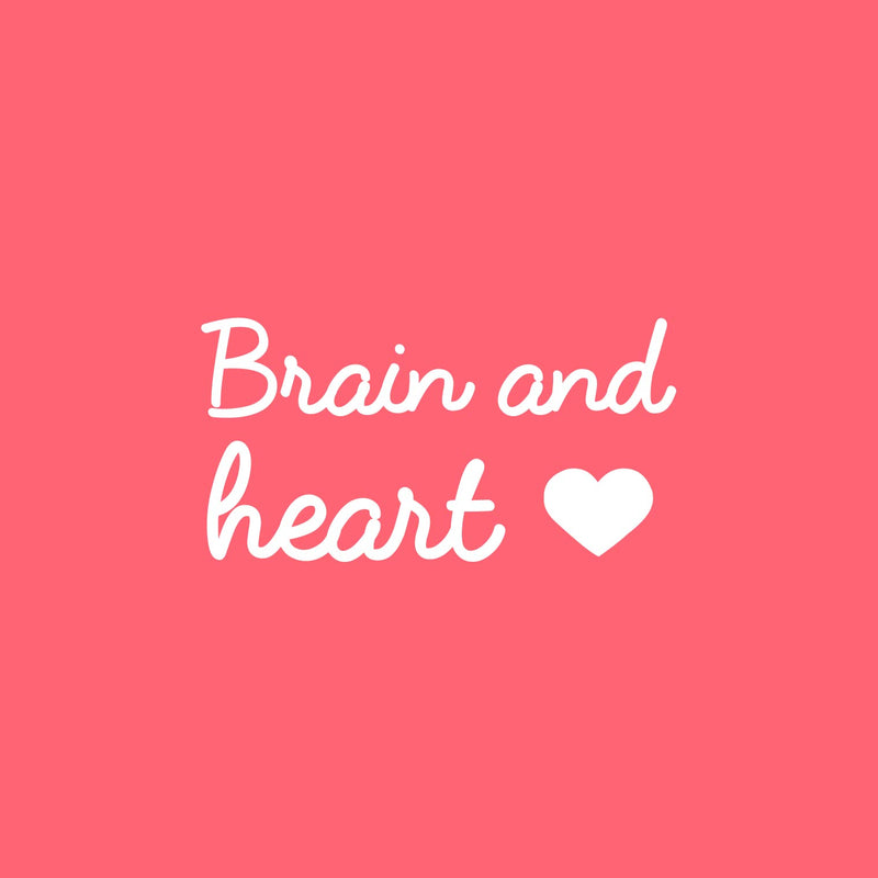 Vinyl Wall Art Decal - Brain And Heart ? - 13" x 25" - Trendy Motivational Cute Love Quote Sticker For Couples Home School Classroom Office Bedroom Kids Room Decor 1