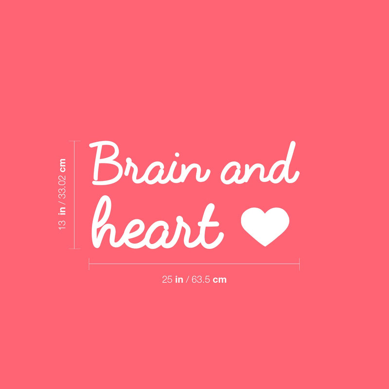 Vinyl Wall Art Decal - Brain And Heart ? - 13" x 25" - Trendy Motivational Cute Love Quote Sticker For Couples Home School Classroom Office Bedroom Kids Room Decor 4