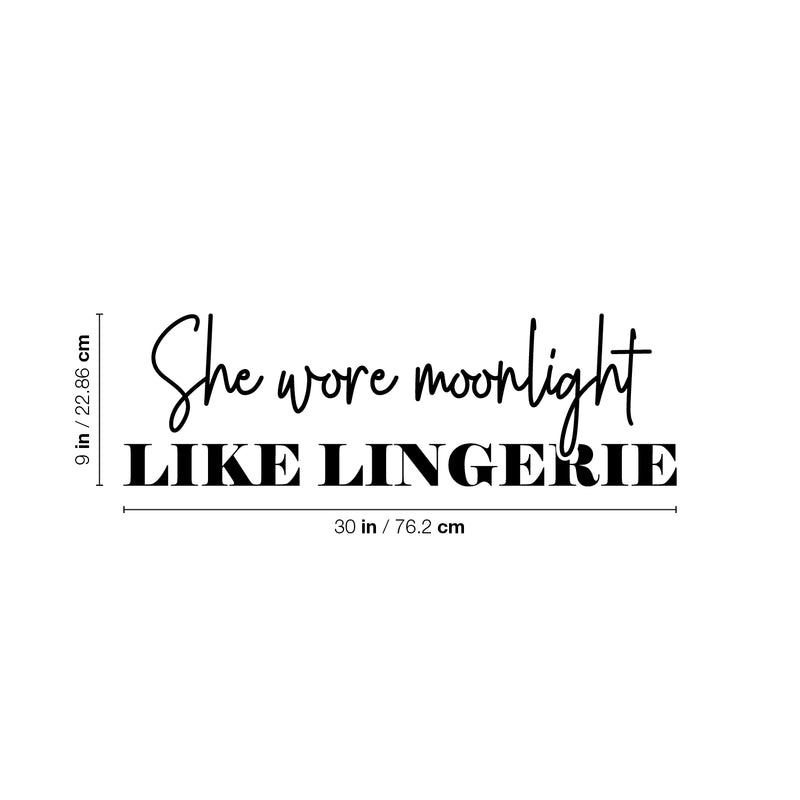 Vinyl Wall Art Decal - She Wore Moonlight Like Lingerie - Trendy Inspirational Quote Sticker For Women Home Living Room Woman Bedroom Makeup Mirror Decor 4