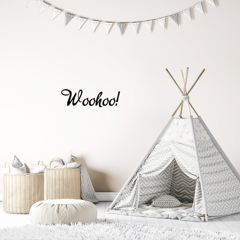 Vinyl Wall Art Decal - Woohoo! - 11" x 25" - Trendy Motivational Fun Positive Vibes Quote Sticker For Living Room Playroom School Classroom Office Coffee Shop Decor 3