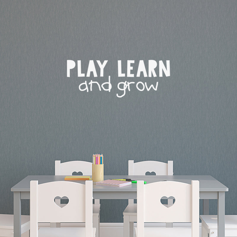 Vinyl Wall Art Decal - Play Learn And Grow - 10" x 27" - Trendy Inspiring Fun Positive Quote Sticker For Living Room Kids Room Playroom Daycare Nursery School Decor 2