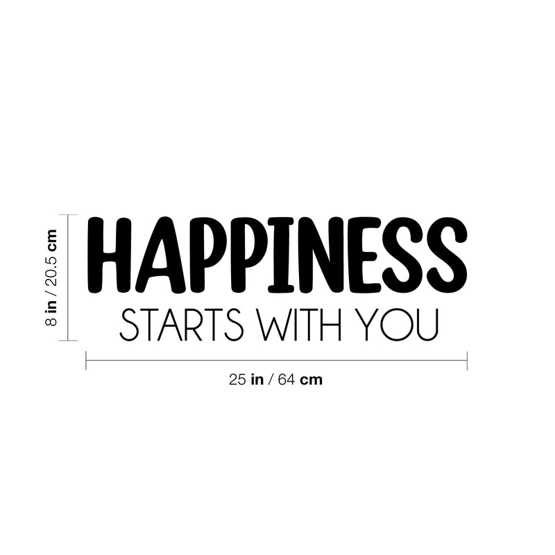 Vinyl Wall Art Decal - Happiness Starts With You - 8" x 25" - Trendy Inspiring Good Vibes Quote Sticker For Home Bedroom Closet Living Room Playroom School Office Coffee Shop Decor 4