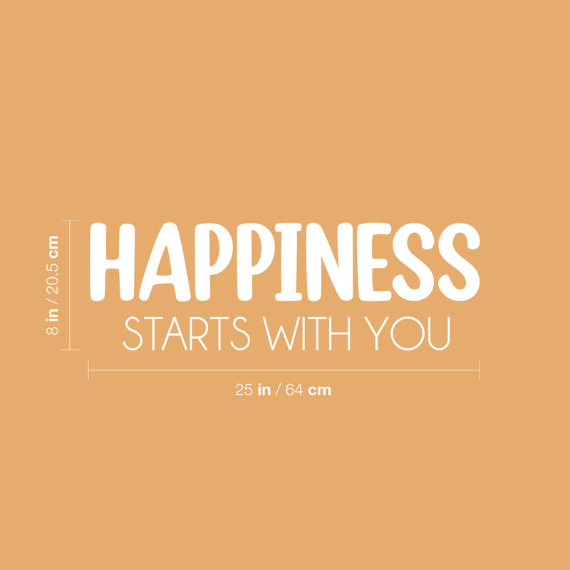 Vinyl Wall Art Decal - Happiness Starts With You - 8" x 25" - Trendy Inspiring Good Vibes Quote Sticker For Home Bedroom Closet Living Room Playroom School Office Coffee Shop Decor 4