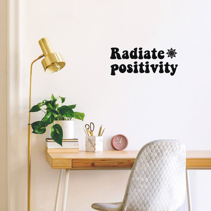 Vinyl Wall Art Decal - Radiate ?? Positivity - 10. Trendy Motivational Optimistic Lifestyle Quote Sticker For Bedroom Living Room Office School Classroom Coffee Shop Decor 2