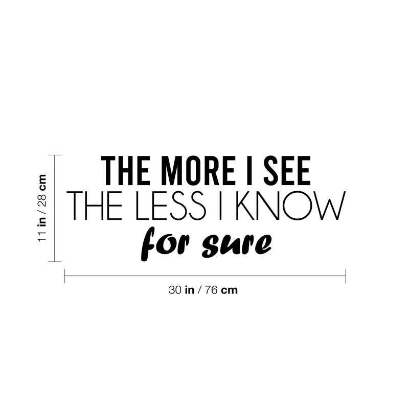 Vinyl Wall Art Decal - The More I See The Less I Know For Sure - Trendy Inspiring Fun Positive Quote Sticker For Bedroom Living Room School Office Decor 4