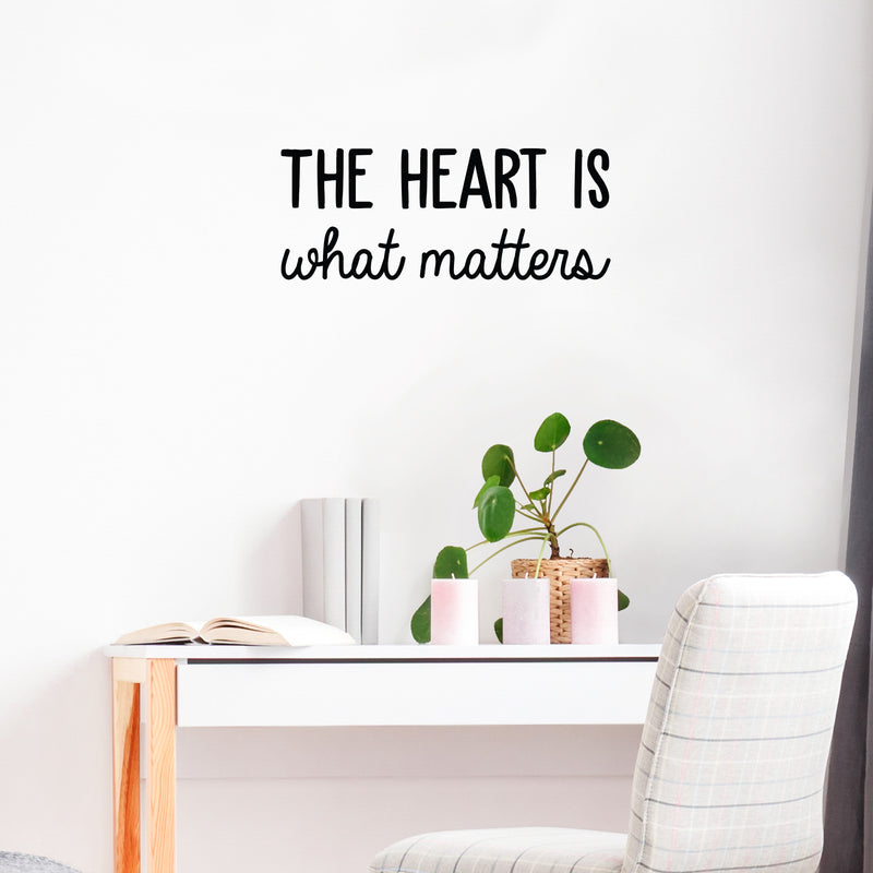 Vinyl Wall Art Decal - The Heart Is What Matters - 10" x 25" - Trendy Motivational Cute Love Quote Sticker For Couples Home Office Bedroom Closet Living Room Kids Room Decor 2