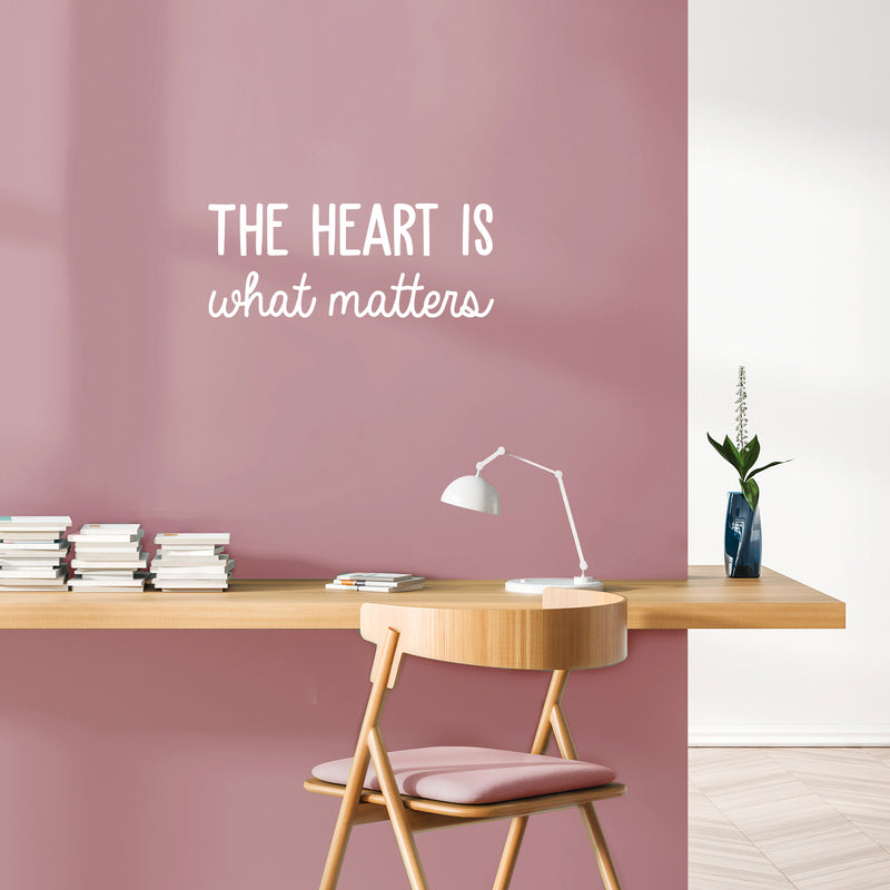 Vinyl Wall Art Decal - The Heart Is What Matters - 10" x 25" - Trendy Motivational Cute Love Quote Sticker For Couples Home Office Bedroom Closet Living Room Kids Room Decor 3