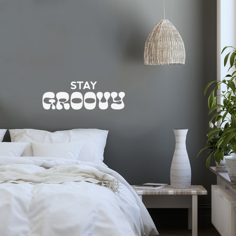 Vinyl Wall Art Decal - Stay Groovy - 8.5" x 25" - Trendy Inspiring Fun Positive Vibes Quote Sticker For Living Room Playroom School Office Coffee Shop Library Decor 2