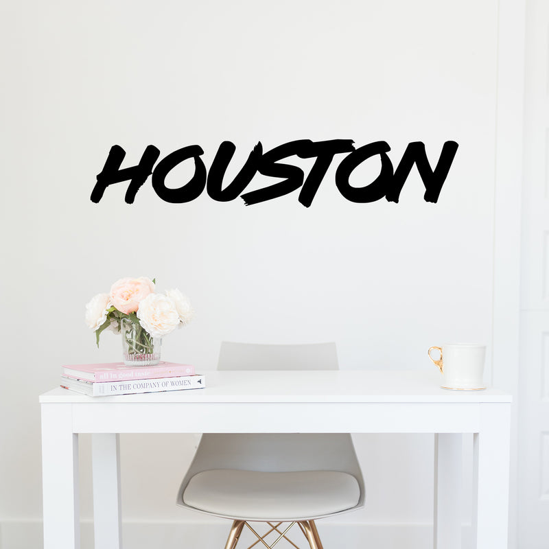 Vinyl Wall Art Decal - Houston - 10" x 55" - Trendy Cool Urban Style L.A City Name Sticker For Office Business Coffee Shop Storefront Garage Gym School Decor 2