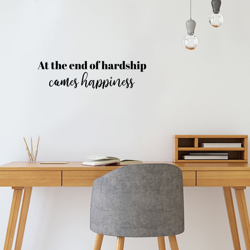 Vinyl Wall Art Decal - At The End Of Hardship Comes Happiness - 6.5" x 25" - Lovely Inspiring Optimistic Self Esteem Quote Sticker For Bedroom Closet Living Room School Office Decor 3