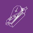 Vinyl Wall Art Decal - Get In Loser - 30" x 15" -Trendy Fun Halloween Joke Quote Coffin Design Sticker For Living Room Windows Doors Storefront Coffee Shop School Office Spooky Decor 1