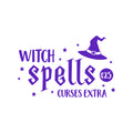 Vinyl Wall Art Decal - Witch Spells ¢25; Curses Extra - 16" x 25" - Fun Halloween Humorous Joke Quote Hat Design Sticker For Living Room Windows Doors Storefront Spooky Decor 1