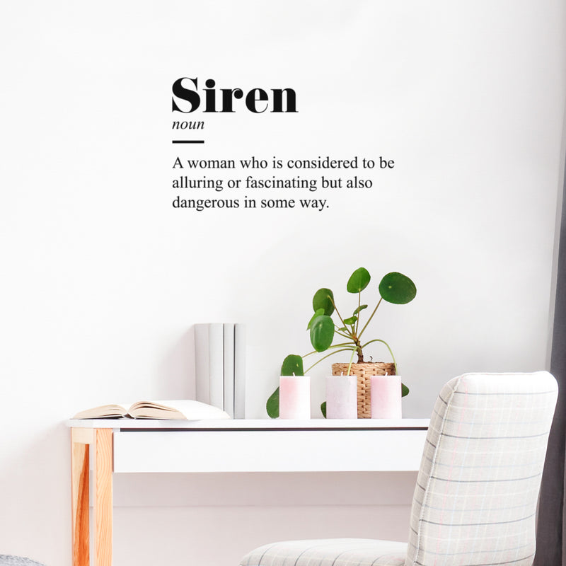 Vinyl Wall Art Decal - Siren Meaning- 6. Modern Optimistic Inspirational Minimalist Style Quote Sticker For Home Bedroom Closets Living Room School Office Coffee Shop Decor 3