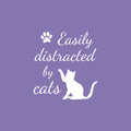 Vinyl Wall Art Decal - Easily Distracted By Cats - 18" x 17" -  Cat Paw Shape Trendy Cute Funny Quote Sticker For Pet Lovers Home Office Bedroom Store Living Room Decor 1