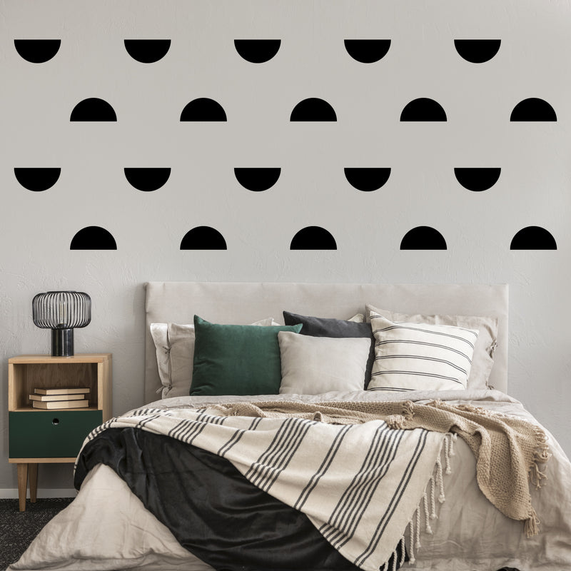 Set Of 20 Vinyl Wall Art Decal - Half Circles Pattern - From Each - Trendy Fun Minimalist Design For Bedroom Living Room Kids Room Classroom Office Coffee Shop Decor 3