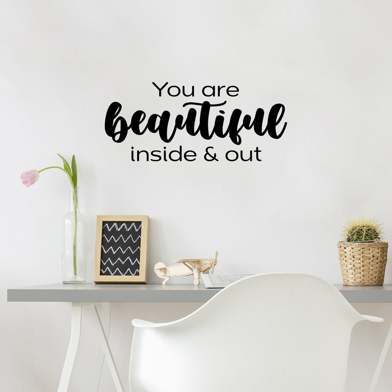 Vinyl Wall Art Decal - You're As Beautiful As A Rose - 7" x 25" - Trendy Inspiring Lovely Optimistic Quote Sticker For Bedroom Closet Boutique Beauty Salon Store Office Decor 2