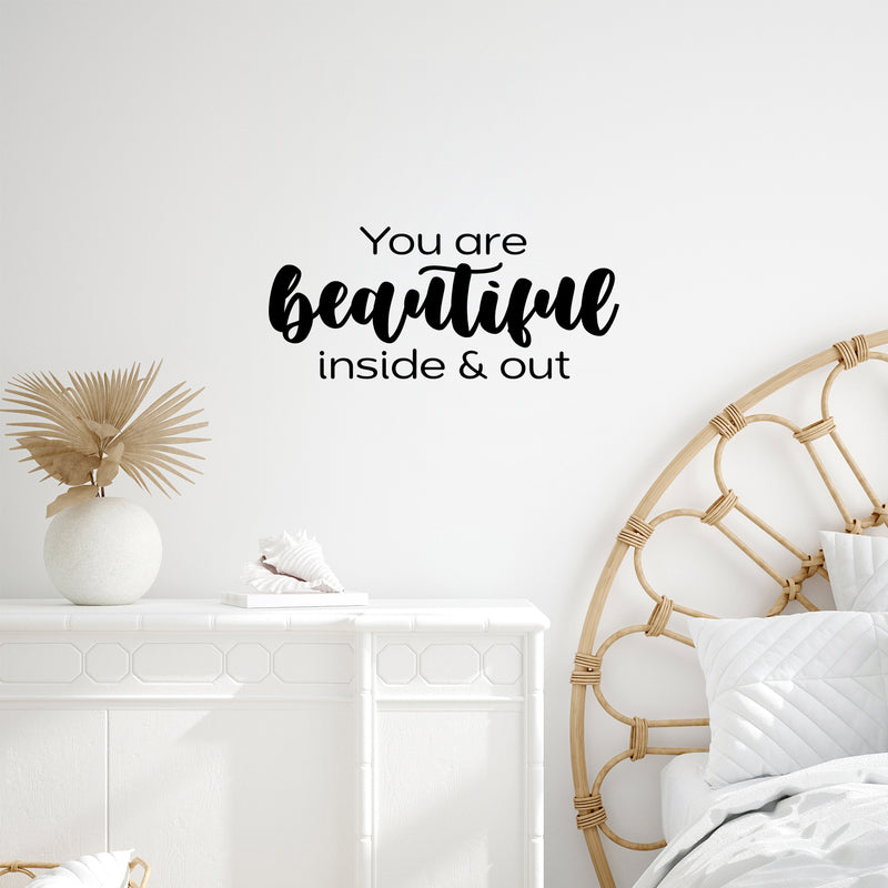 Vinyl Wall Art Decal - You're As Beautiful As A Rose - Trendy Inspiring Lovely Optimistic Quote Sticker For Bedroom Closet Boutique Beauty Salon Store Office Decor 3