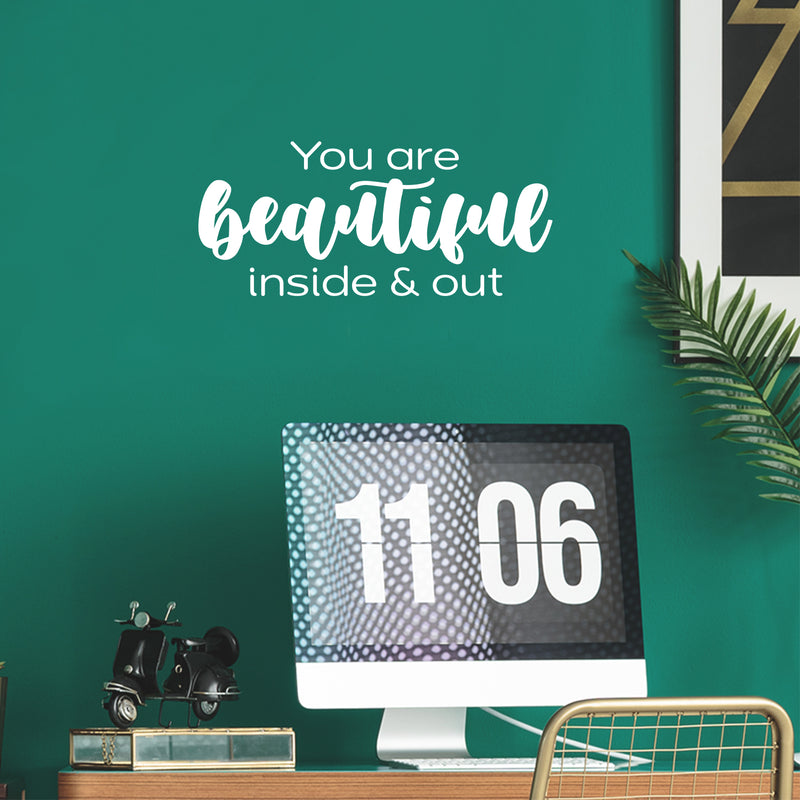 Vinyl Wall Art Decal - You're As Beautiful As A Rose - 7" x 25" - Trendy Inspiring Lovely Optimistic Quote Sticker For Bedroom Closet Boutique Beauty Salon Store Office Decor 2