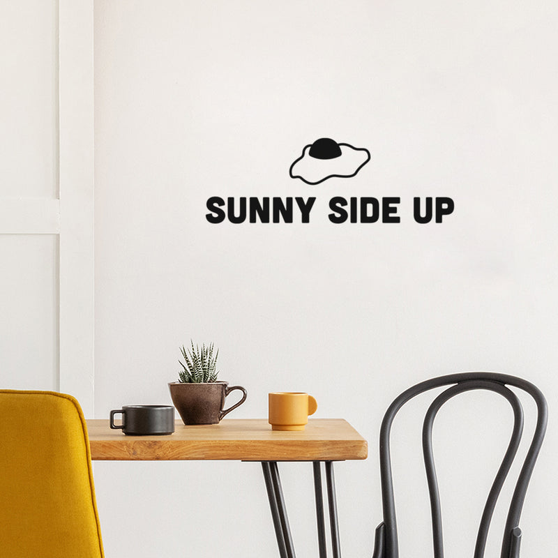 Vinyl Wall Art Decal - Sunny Side Up - 9" x 26" - Trendy Fun Positive Breakfast Quote Egg Design Sticker For Home Kitchen Dining Room Restaurant Coffee Shop Office Decor 3