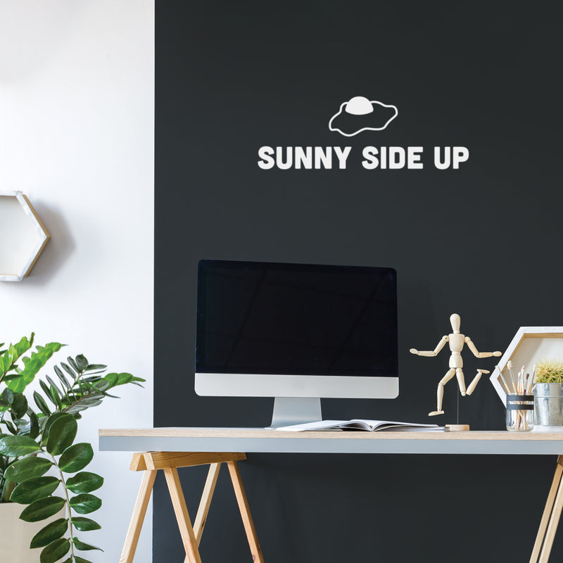 Vinyl Wall Art Decal - Sunny Side Up - 9" x 26" - Trendy Fun Positive Breakfast Quote Egg Design Sticker For Home Kitchen Dining Room Restaurant Coffee Shop Office Decor 2