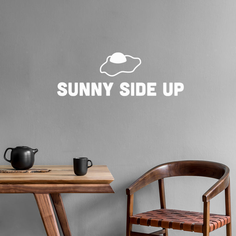 Vinyl Wall Art Decal - Sunny Side Up - 9" x 26" - Trendy Fun Positive Breakfast Quote Egg Design Sticker For Home Kitchen Dining Room Restaurant Coffee Shop Office Decor 3