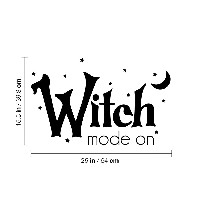 Vinyl Wall Art Decal - Witch Mode On - 15. Trendy Fun Halloween Seasonal Quote Stars & Moon Shape Sticker For Living Room Windows Doors Storefront Coffee Shop Spooky Decor 4