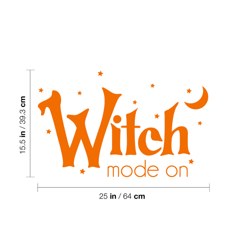 Vinyl Wall Art Decal - Witch Mode On - 15.5" x 25" - Trendy Fun Halloween Seasonal Quote Stars & Moon Shape Sticker For Living Room Windows Doors Storefront Coffee Shop Spooky Decor 4