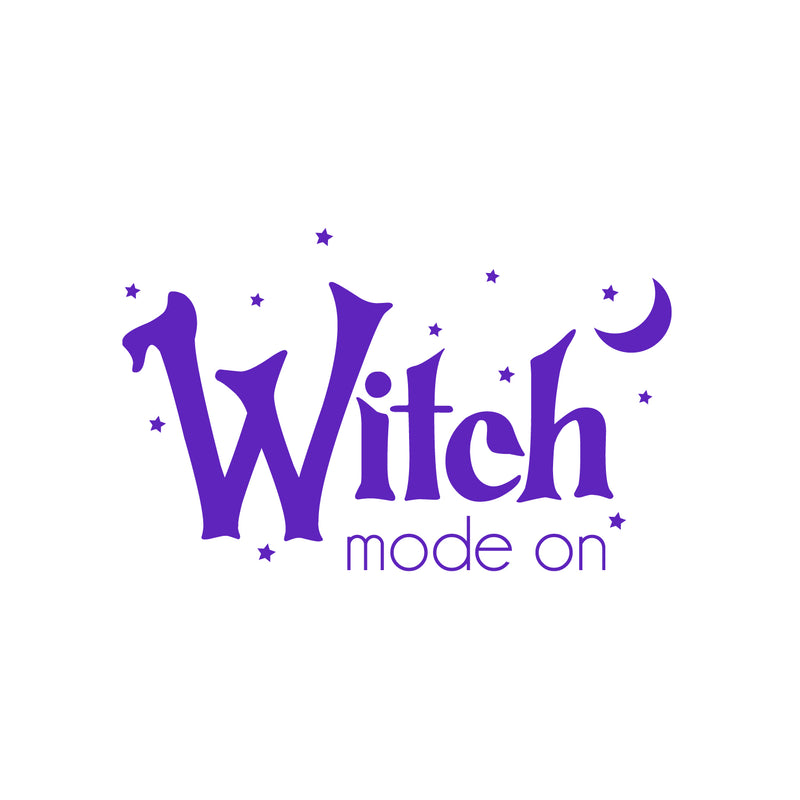 Vinyl Wall Art Decal - Witch Mode On - 15.5" x 25" - Trendy Fun Halloween Seasonal Quote Stars & Moon Shape Sticker For Living Room Windows Doors Storefront Coffee Shop Spooky Decor 1