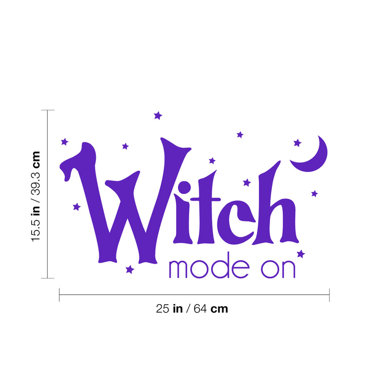 Vinyl Wall Art Decal - Witch Mode On - 15.5" x 25" - Trendy Fun Halloween Seasonal Quote Stars & Moon Shape Sticker For Living Room Windows Doors Storefront Coffee Shop Spooky Decor 4