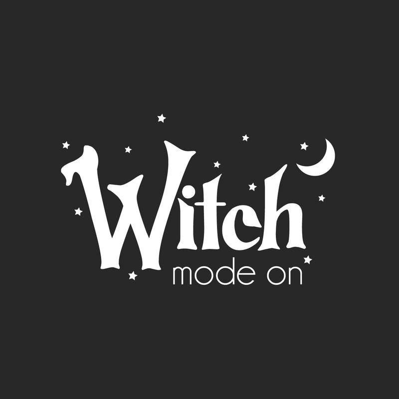 Vinyl Wall Art Decal - Witch Mode On - 15.5" x 25" - Trendy Fun Halloween Seasonal Quote Stars & Moon Shape Sticker For Living Room Windows Doors Storefront Coffee Shop Spooky Decor 1