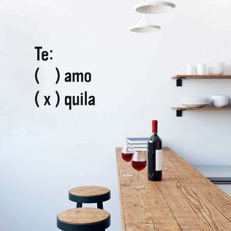 Vinyl Wall Art Decal - Te: ( )Amo (x)Tequila - 17" x 17" - Trendy Fun Positive Spanish Quote Sticker For Home Bedroom Living Room Office School Coffee Shop Mexican Humorous Decor 2