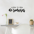 Vinyl Wall Art Decal - Llena Tu Vida De Sonrisas / Fill Your Life With Smiles - 8.5" x 25" - Positive Inspiring Spanish Quote Sticker For Home School Office Coffee Shop Decor 2