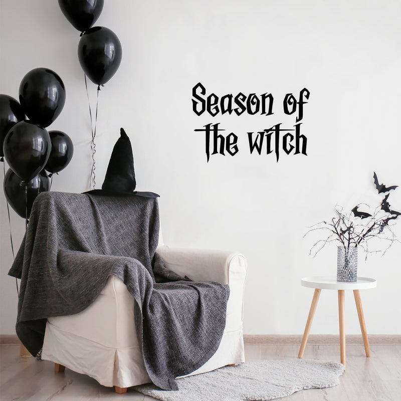 Vinyl Wall Art Decal - Season Of The Witch - Trendy Fun Halloween Quote Sticker For Home Bedroom Living Room Windows Doors Storefront Coffee Shop Office Spooky Decor 2